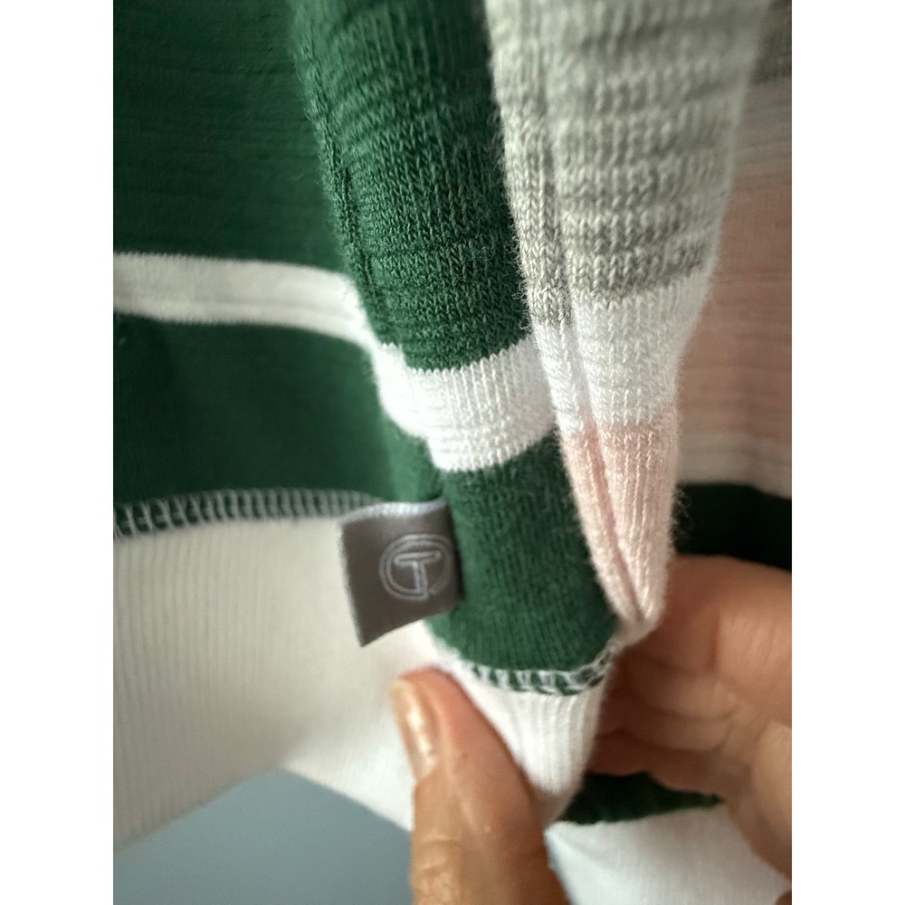 Women's Talbots Quarter Zip Striped Sweatshirt UPF 50+ Long Sleeve Size Medium - Picture 8 of 13